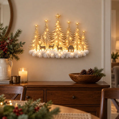 ✨ Step Into a Magical Winter Forest – Lighted Christmas Woodland Wall Decor 🎄