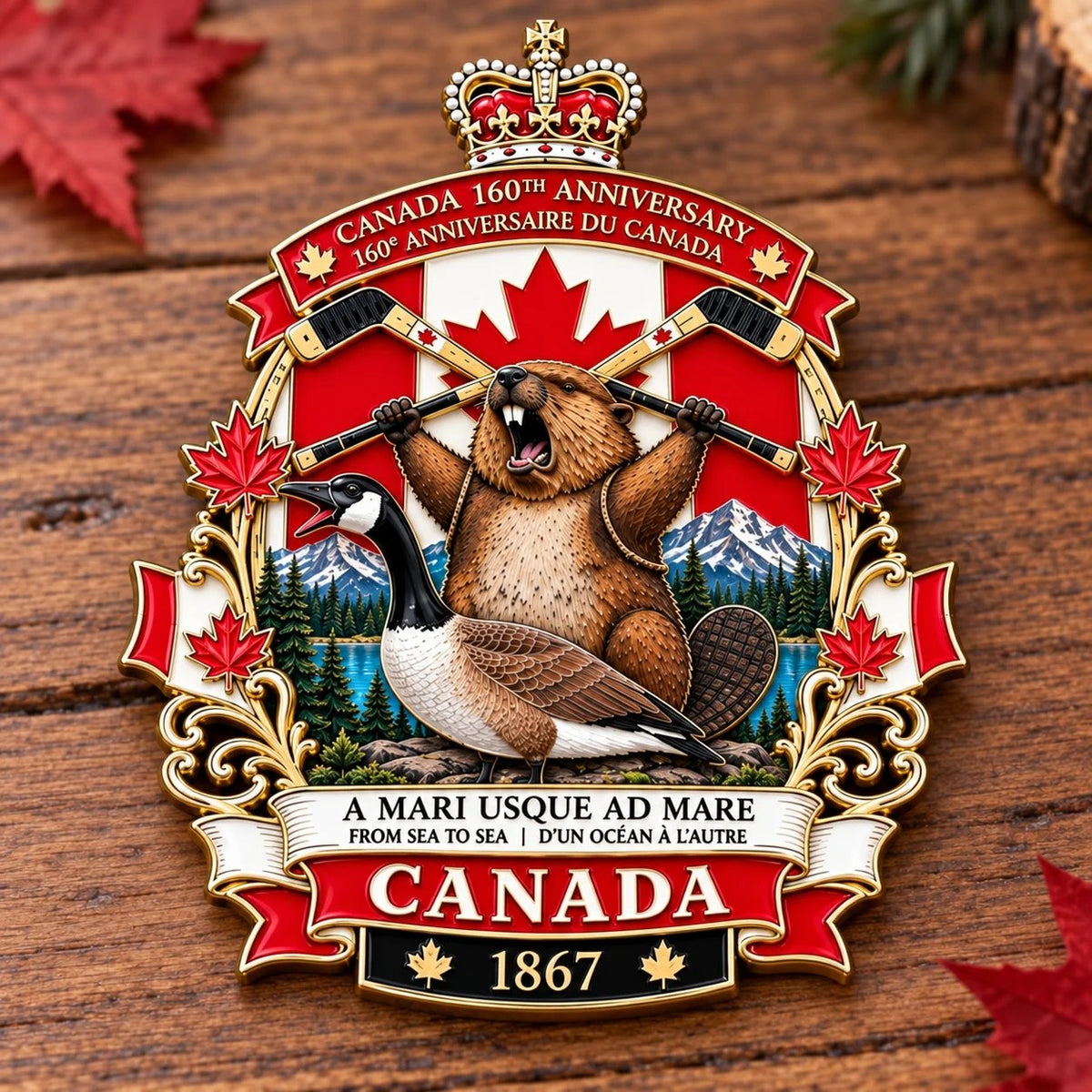 🍁 Canada 160th Anniversary 3D Enamel Tribute Badge – “A Mari Usque Ad Mare” 🇨🇦