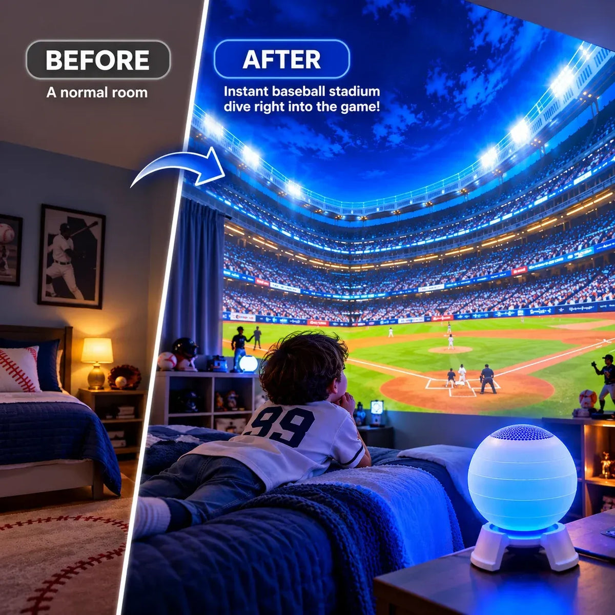 🏆⚾ Baseball Stadium 5D Projection Light – Transform Any Room Into Game Day