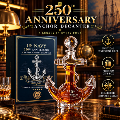 ⚓🇺🇸 U.S. Navy 250th Anniversary Anchor Whiskey Decanter 🥃