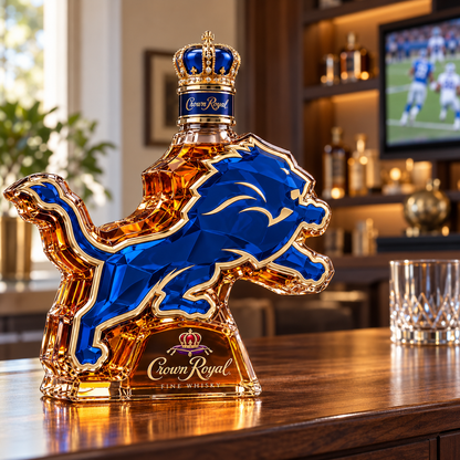 🦁 Lions Pride 3D Collector’s Bottle & Gift Box – Royal Blue & Gold Display Edition