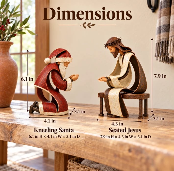 🎅✝️Santa Kneeling Before   Jesus Christmas   Figurines(📦Buy 2 Free Shipping)
