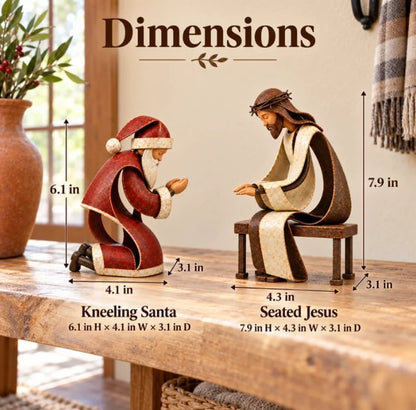 🎅✝️Santa Kneeling Before   Jesus Christmas   Figurines(📦Buy 2 Free Shipping)