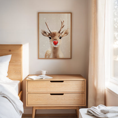 🦌❄️ Adorable Snowy Reindeer Wall Art – Cozy Christmas Print for Festive Home Decor 🎄