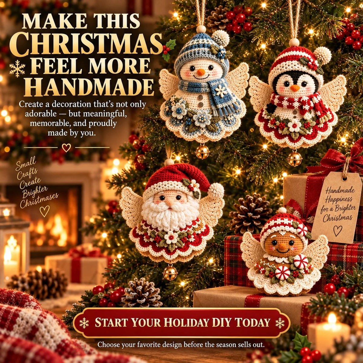 🎄DIY Crochet + Christmas Ornament + 5 Characters / Handmade Keepsake