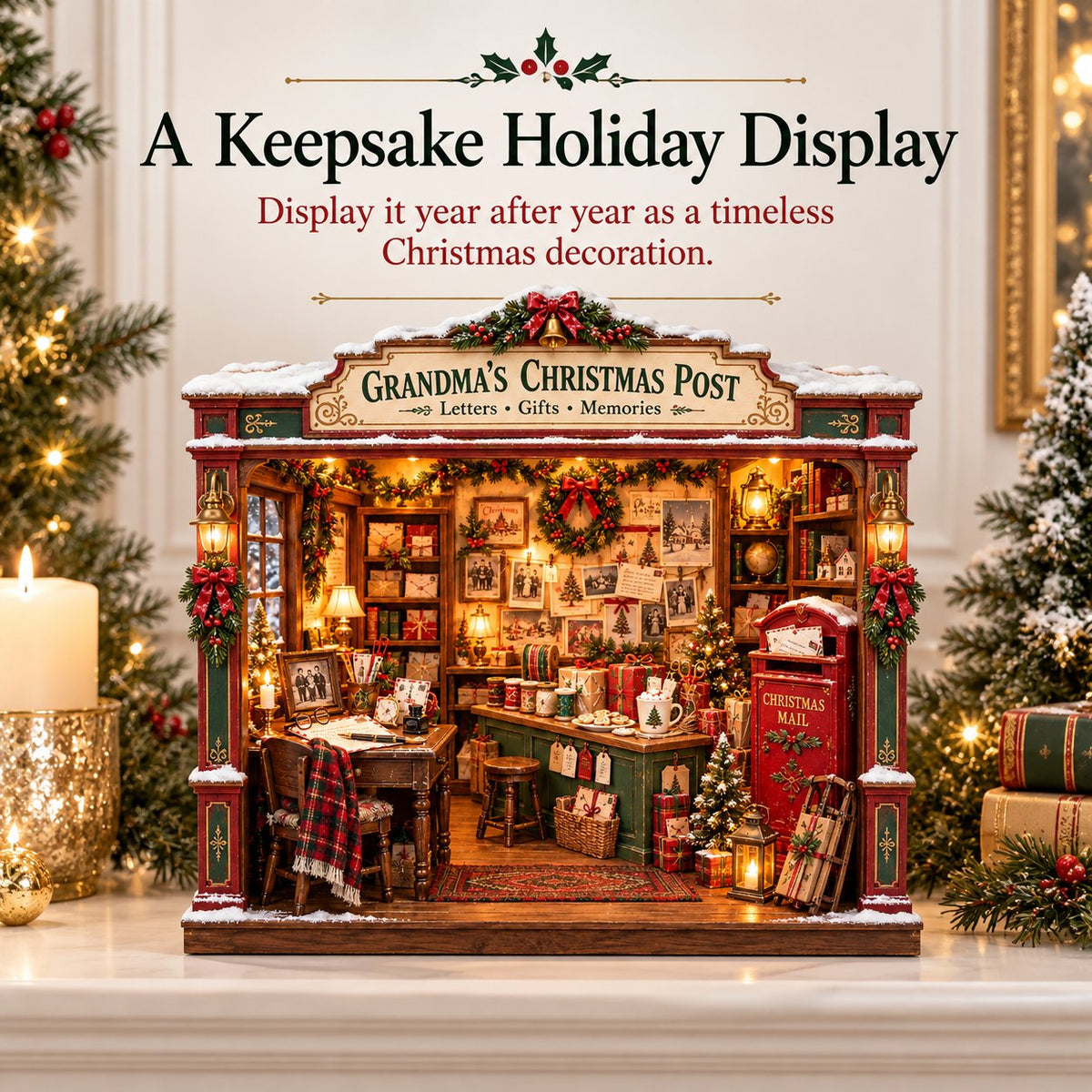 📮 Grandma’s Christmas Post DIY Miniature Kit 🎄 Cozy Vintage Holiday Scene