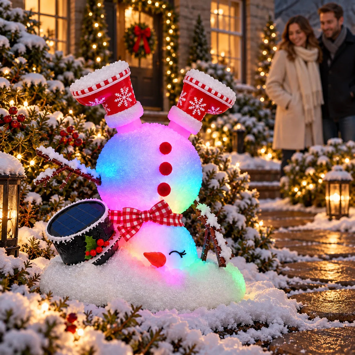 ⛄Waterproof Solar Snowman Figurine Light