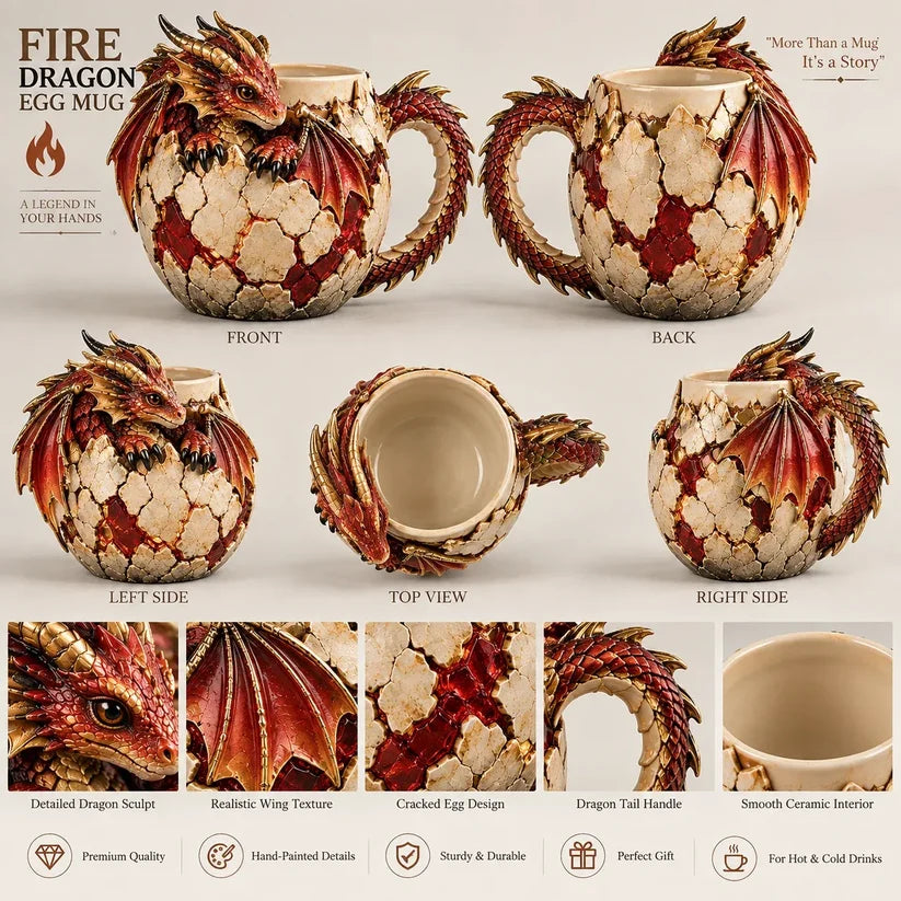 ⏳ Last Day 48% OFF – 🐉 Dragonbound Realms™ Sculpted Dragon Mug Collection | 6 Fantasy Realm Designs with Raised 3D Dragon Details ☕