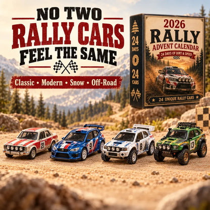 🏎️ Rallye-Adventskalender 2026 – 24 Tage voller Tempo & Action, 24 Rallyeautos zum Sammeln