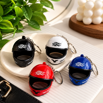 🏍️ Biker Helmet Light Keychain – Mini Motorcycle Rider Keyring ✨