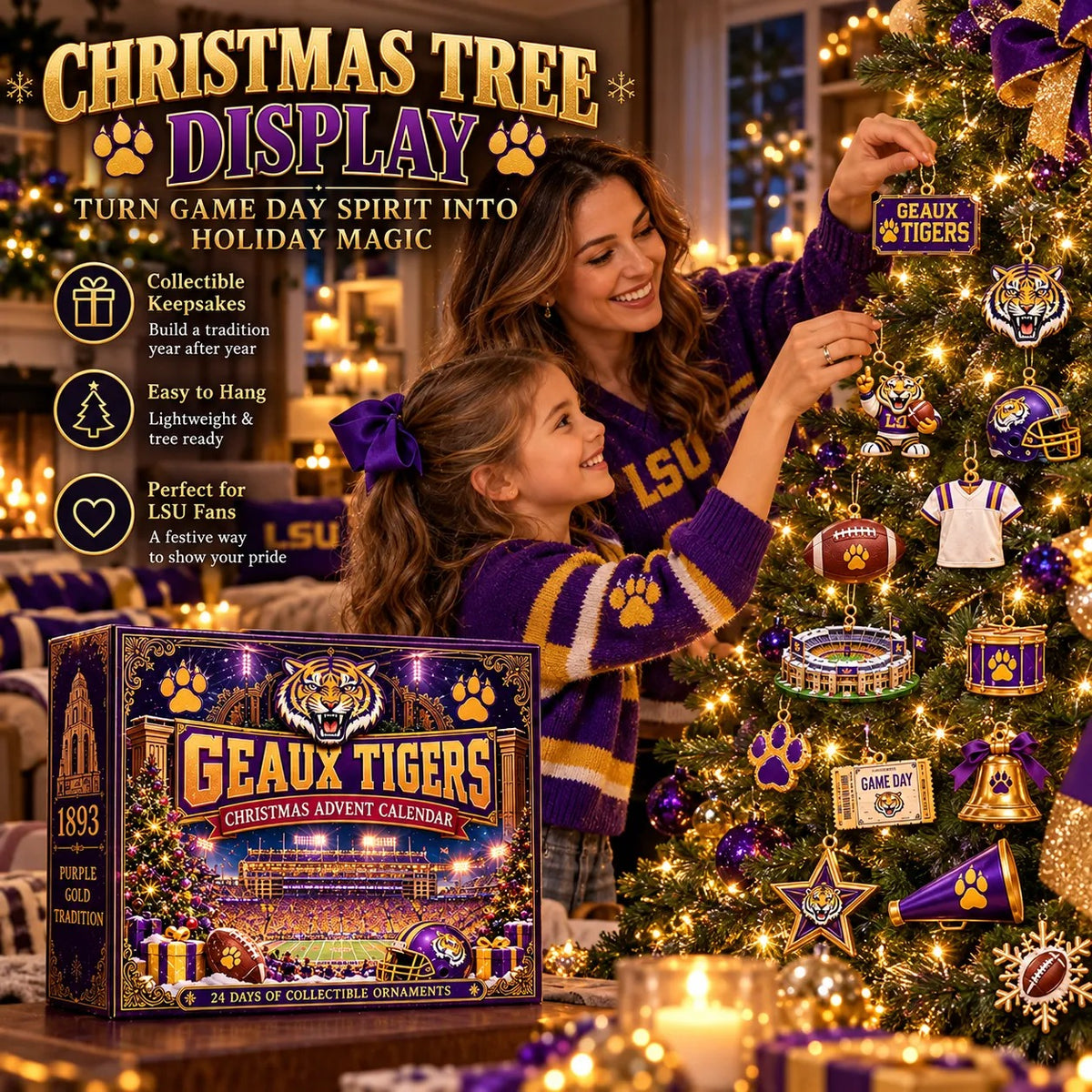 🎄 GEAUX TIGERS! Football Christmas Advent Calendar