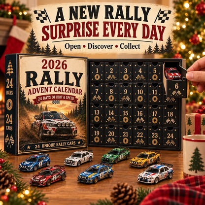 🏎️ Rallye-Adventskalender 2026 – 24 Tage voller Tempo & Action, 24 Rallyeautos zum Sammeln