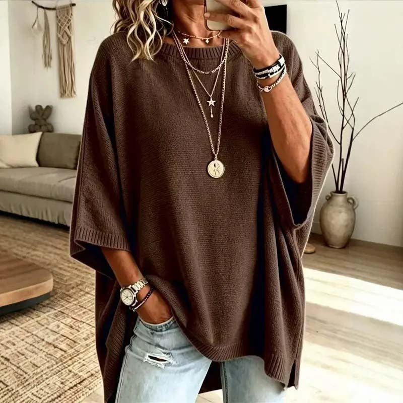 Loose-Fitting, Solid-Color, Casual Knit Sweater for Women, Perfect as An Outer Layer 👚