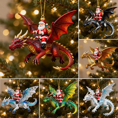 🎅🐉 Santa Dragon Rider Acrylic Ornaments – 6 Fantasy Christmas Designs