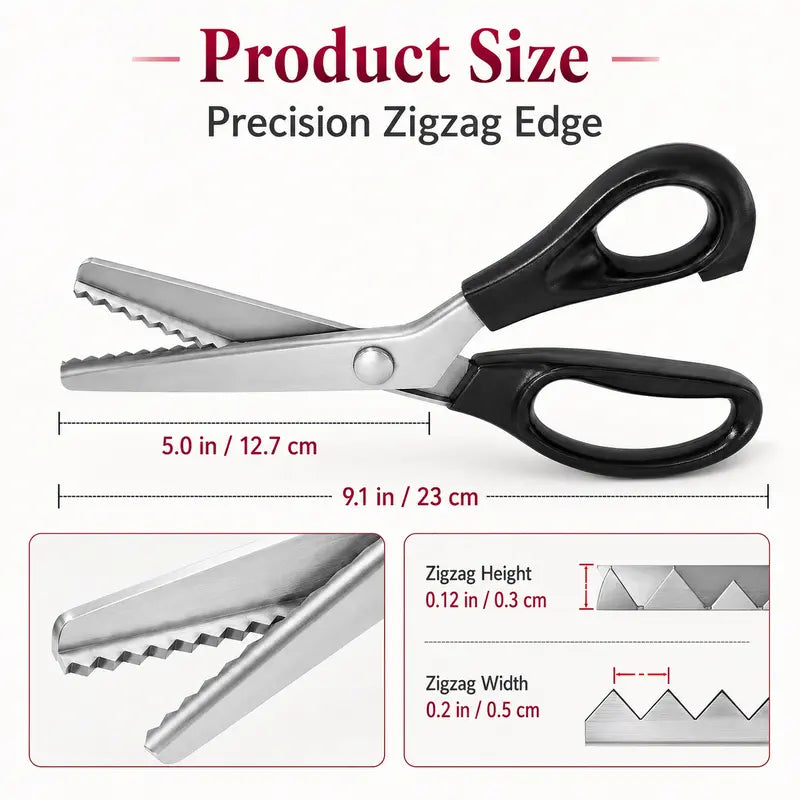 ✂️ Stainless Steel Pinking Scissors – Zigzag Serrated Blades for Sewing, Fabric & DIY Crafts 🧵