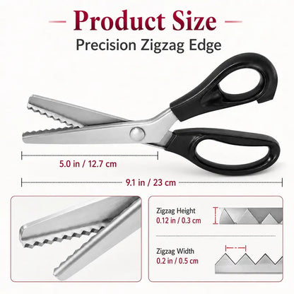✂️ Stainless Steel Pinking Scissors – Zigzag Serrated Blades for Sewing, Fabric & DIY Crafts 🧵