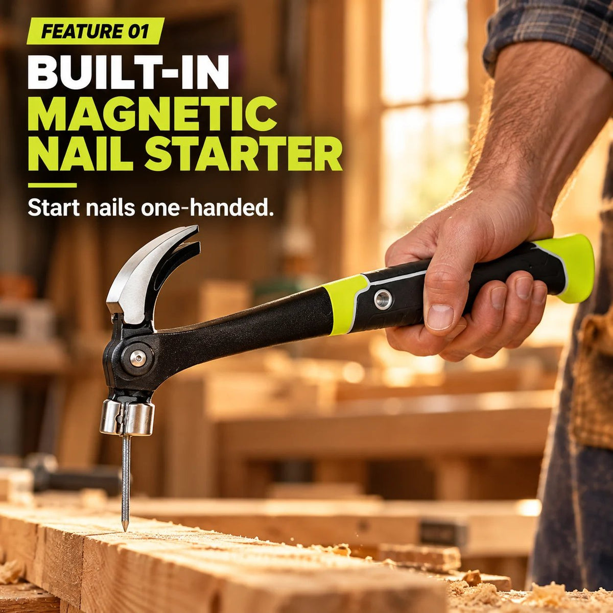 🧰 Shock-Absorbing Claw Hammer | Rust Resistant Finish, One-Handed Magnetic Nail Assist
