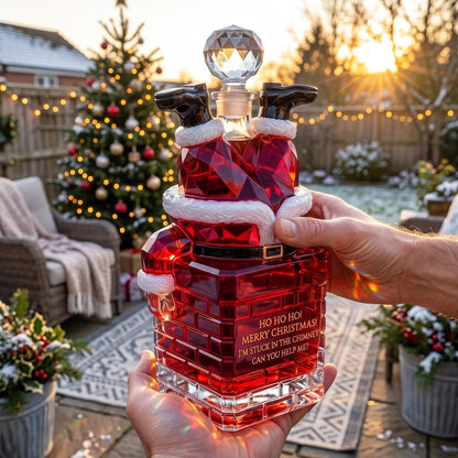 🎅🥃 Santa Stuck in the Chimney Whiskey Bottle – Funny Christmas Decanter & Holiday Gift 🎄✨