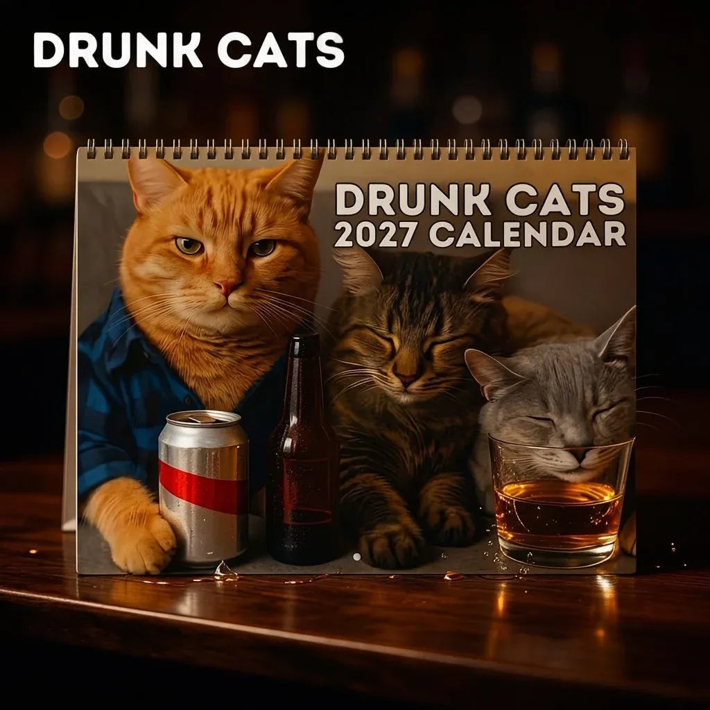 😹🍻 Drunk Cats 2027 Wall Calendar – 12 Months of Cat Chaos, Sass & Bad Decisions 📅🐱