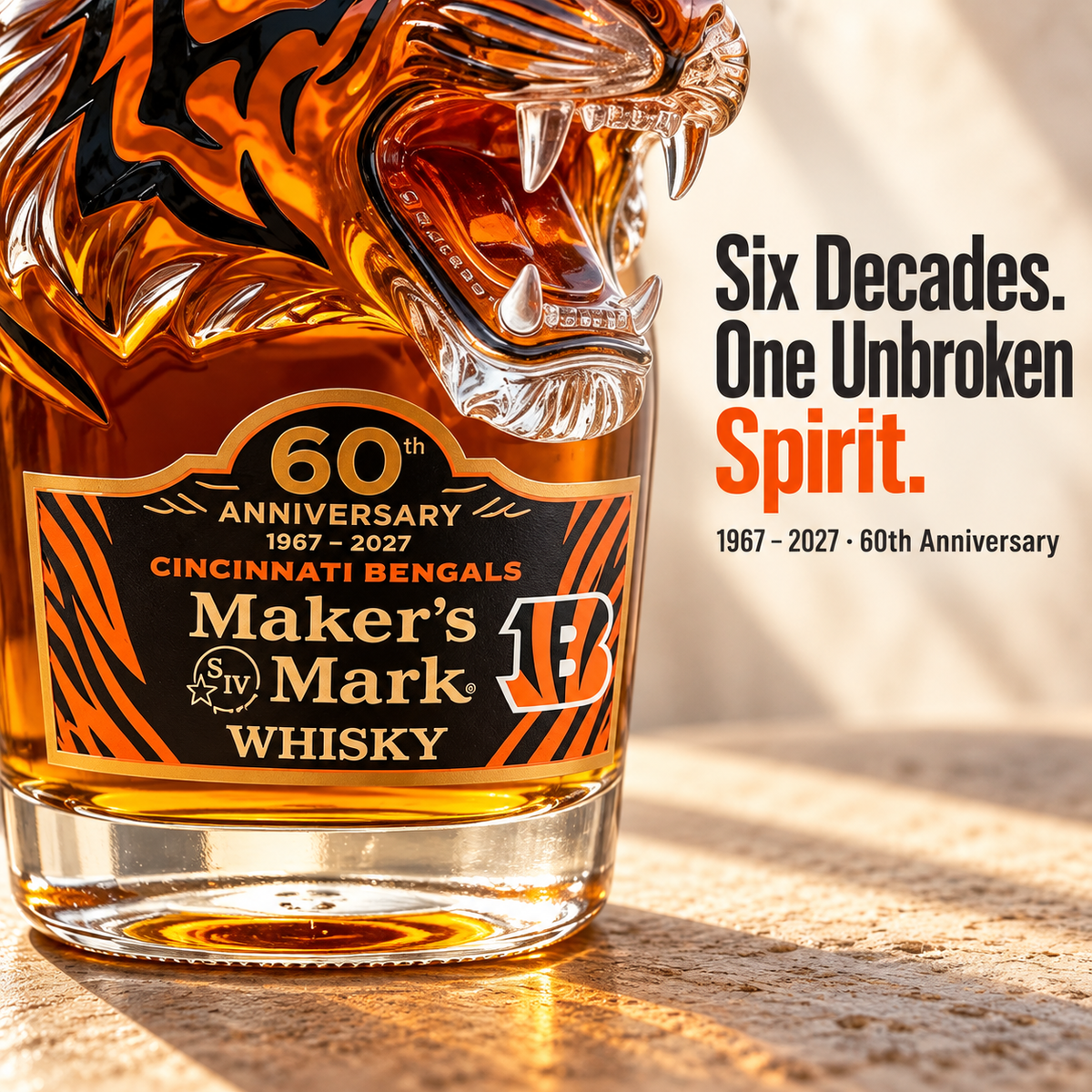 🐯The BENGALS×Maker's Mark 60TH ANNIVERSARY Special Edition Bourbon Bottle