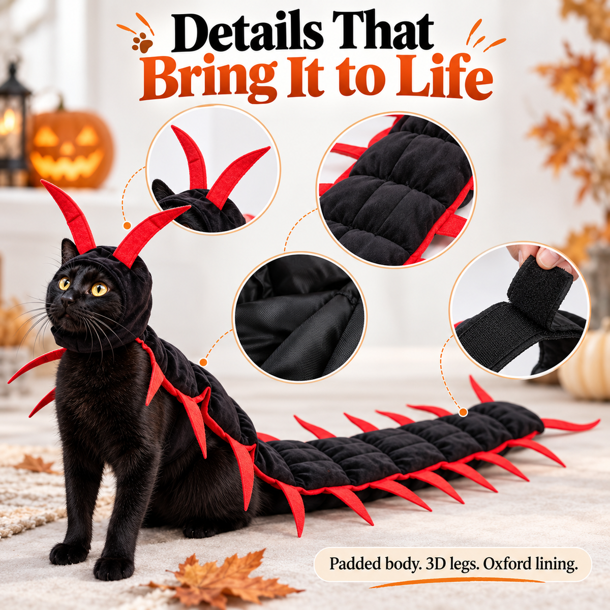 Halloween Centipede Pet Costume – Turn Your Dog or Cat Into a Creepy-Cute Crawling Centipede!