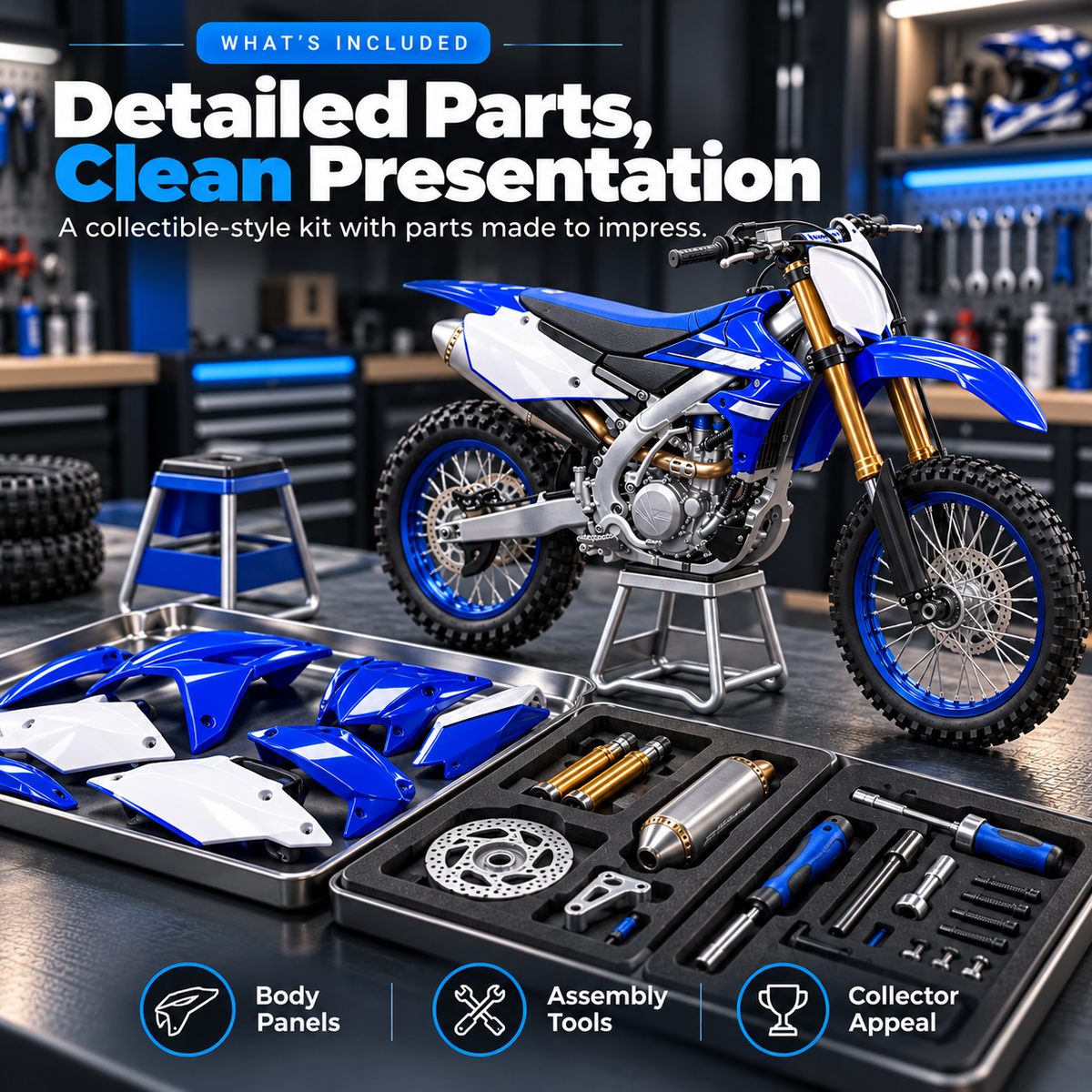 🏍️DIY Motocross Dirt Bike Model Kit – Build & Display