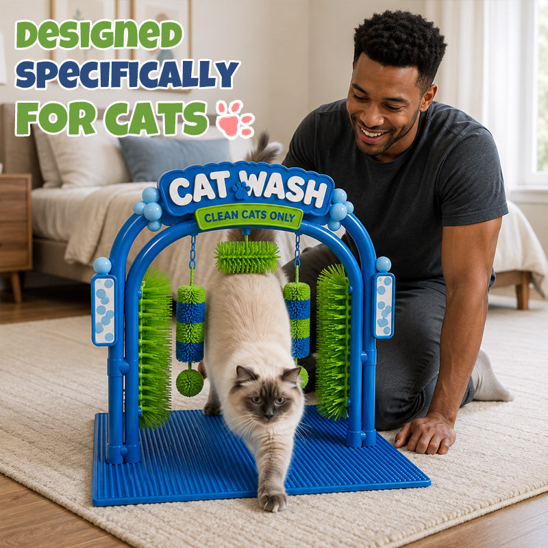 Self-grooming station designed for cats