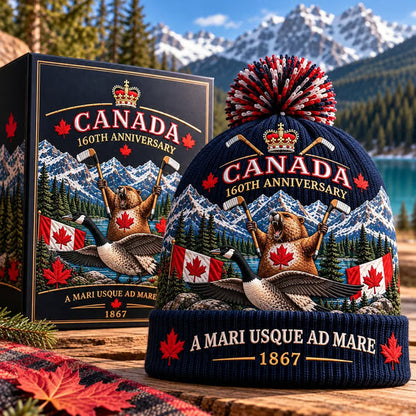 Canada 160th Anniversary Knit Beanie | Soft, Stretchy Acrylic Knit