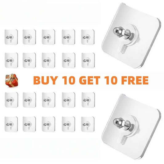 BUY 10 GET 10 FREE 20PCS Wall Mount Self-Adhesive Hooks Suitable for Bathroom and Kitchen Decoration