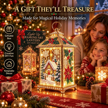 💎 DIY Light-Up Diamond Art Christmas Lantern – Sparkling Holiday Craft & Décor