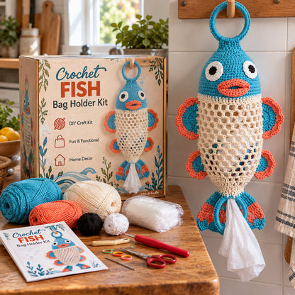 🔥 Special Offer! 🧶 Crochet Animal Bag Holder DIY Kit – Cute & Functional Hanging Storage Craft Kit