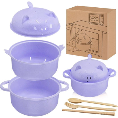 🔥 Complete Kitchenware & Tableware Set with Strainer Lid, Handle, Spoon, Fork & Chopsticks 🍴