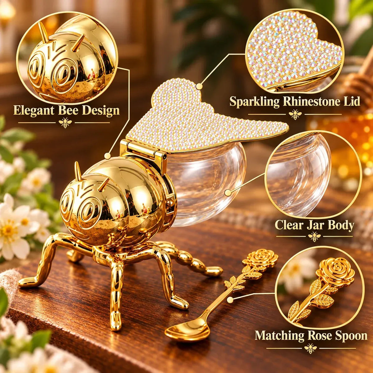 🐝Creative European-Style Classic Bee Honey Jar – Vintage-Inspired Kitchen Condiment Container