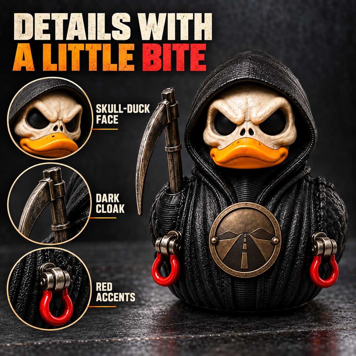 🎃 Jeep 85th Anniversary Grim Reaper Duck Magnet – Halloween Acrylic Car Décor