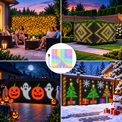 🎄✨ Smart Programmable RGB Pixel Net Lights – Animated Christmas Light Display 🌈