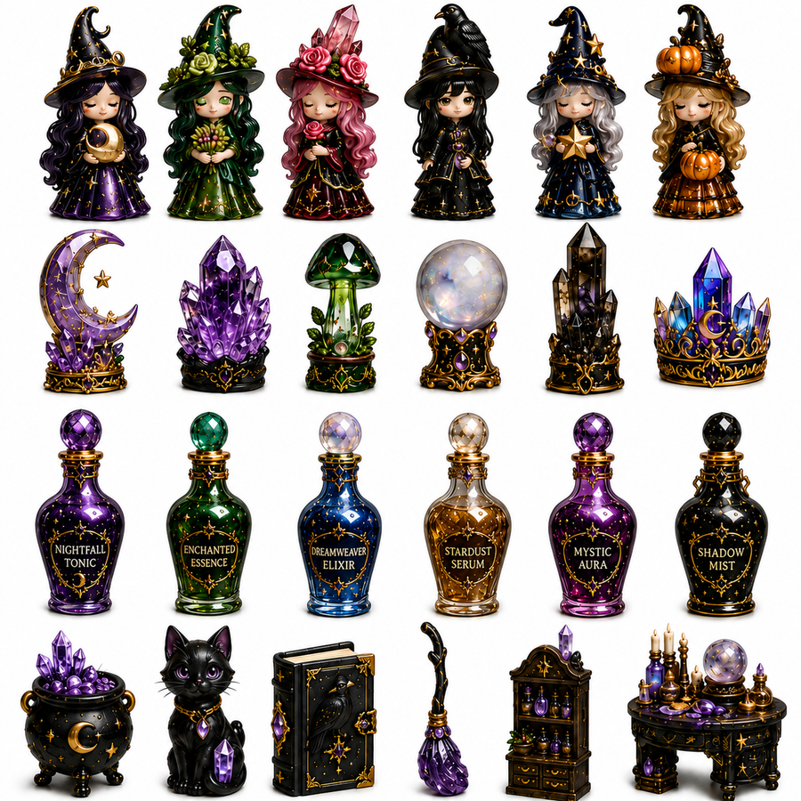 Complete Crystal Witch Apothecary miniature collection