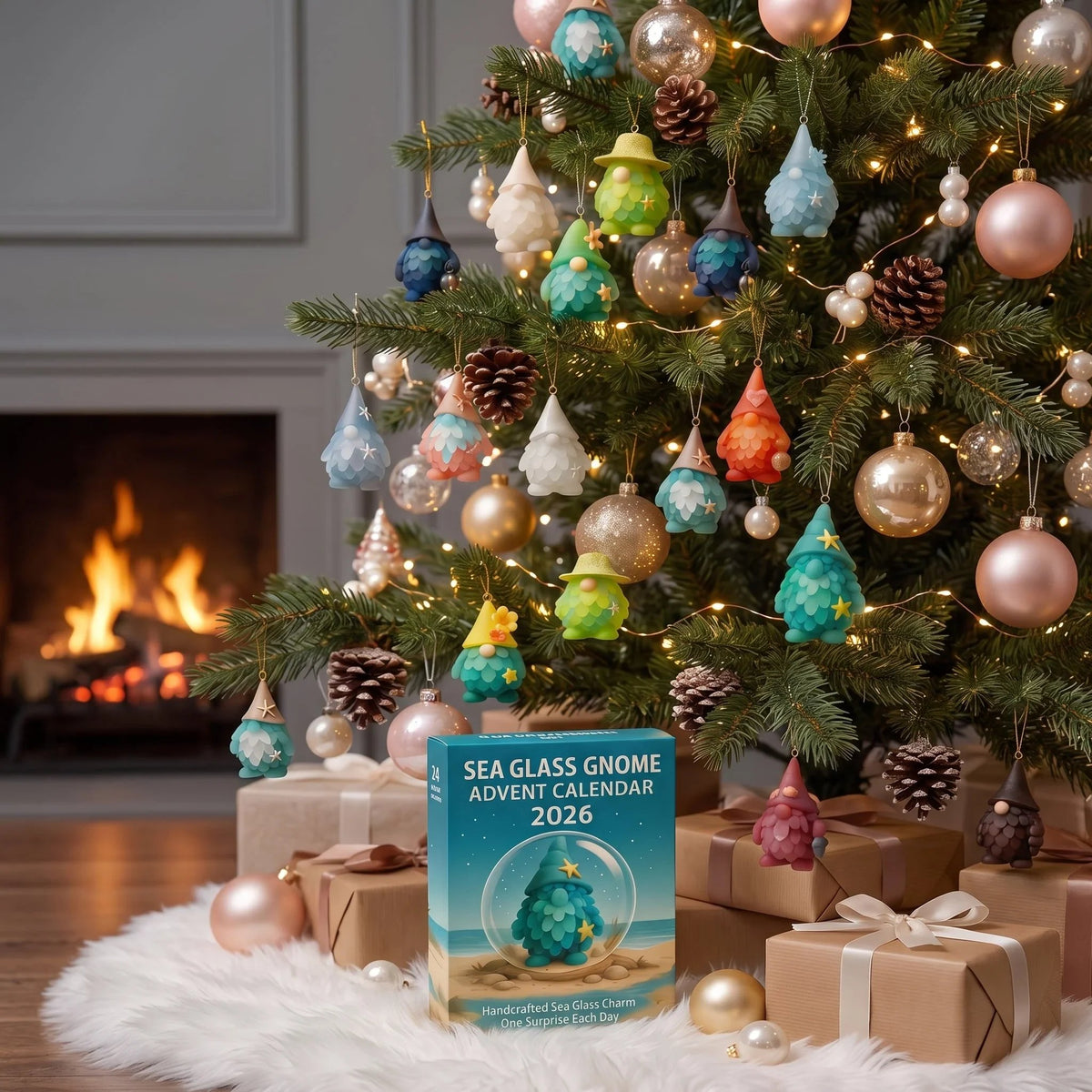 🌊Sea Glass Gnome Advent Calendar 2026 | 24 Coastal Gnome Charms for Christmas Countdown, Tree Decor & Holiday Gifts 🎄