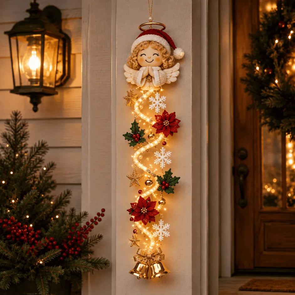 Lighted Christmas Door Hanger – 6 Festive Designs with Warm Glow & 3D Details