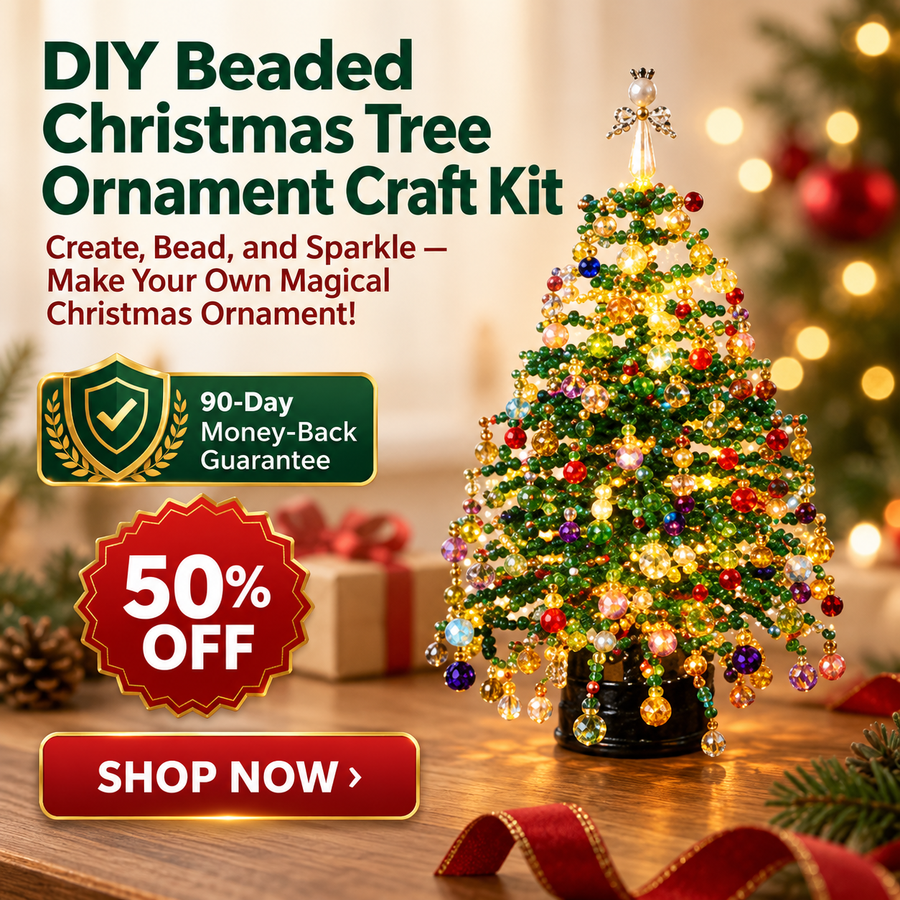🎄✨ DIY Beaded Christmas Tree Craft Kit – Handmade Light-Up Holiday Decor