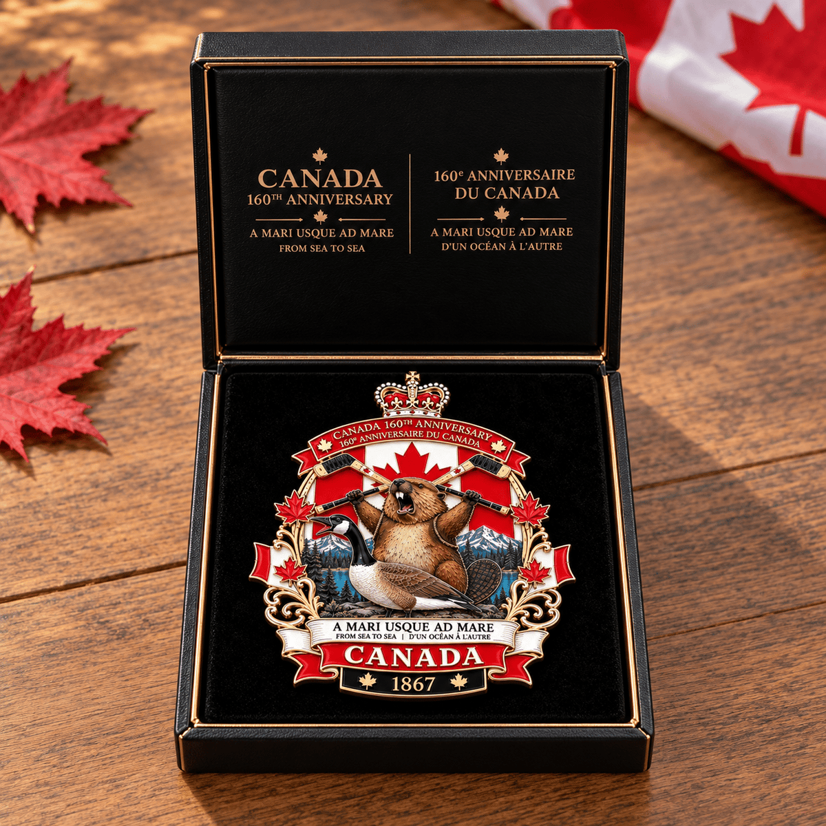 🍁 Canada 160th Anniversary 3D Enamel Tribute Badge – “A Mari Usque Ad Mare” 🇨🇦