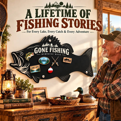 ⏳ Last Day 49% OFF – 🎣 Bass-Shaped Magnetic Fishing Memory Board | 3 Sizes for Lake Magnets, Fishing Trips & Keepsakes 🐟