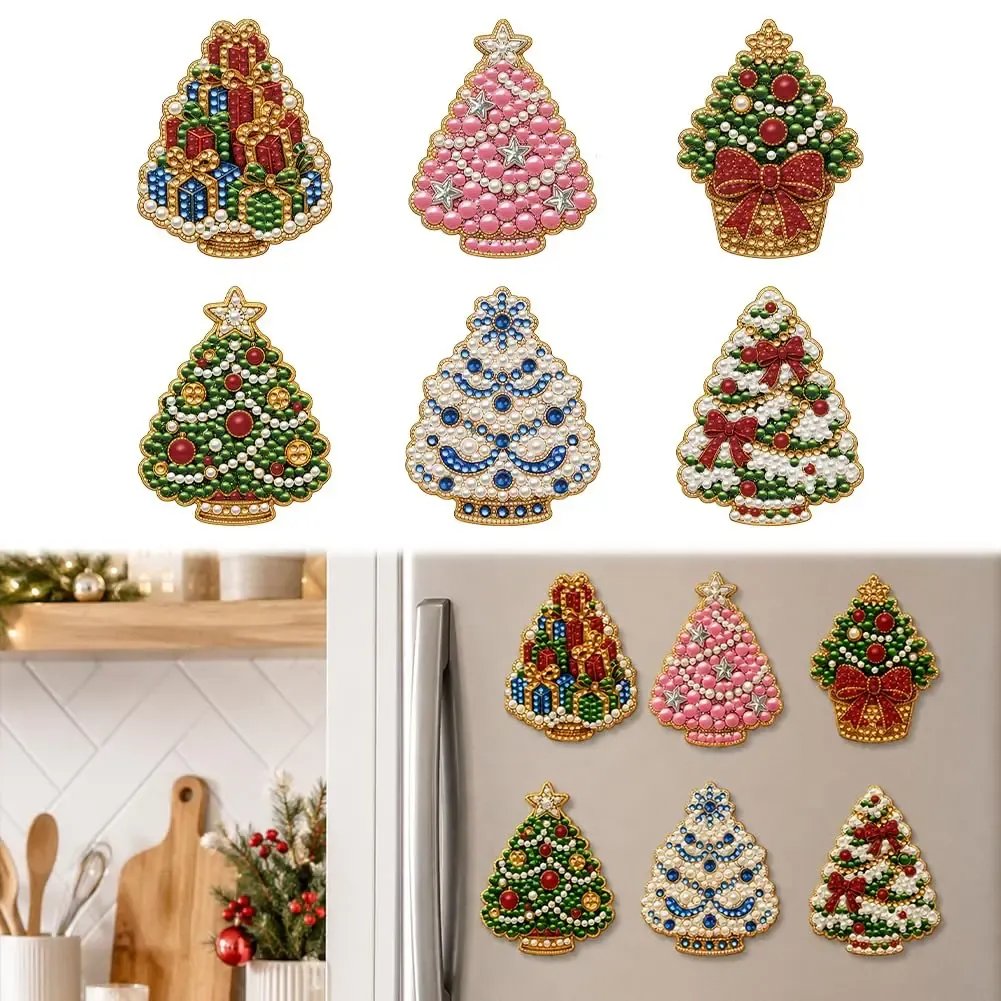 🔥 Hot Sale 🎄✨ DIY Christmas Pearl & Diamond Painting Fridge Magnet Kit – Sparkling Holiday Craft Fun 🧲