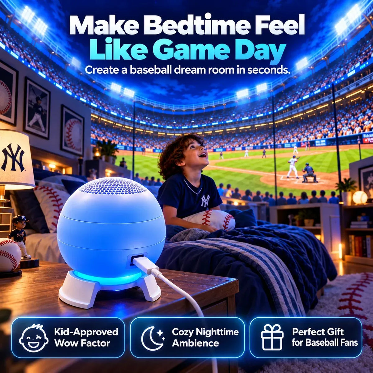 🏆⚾ Baseball Stadium 5D Projection Light – Transform Any Room Into Game Day