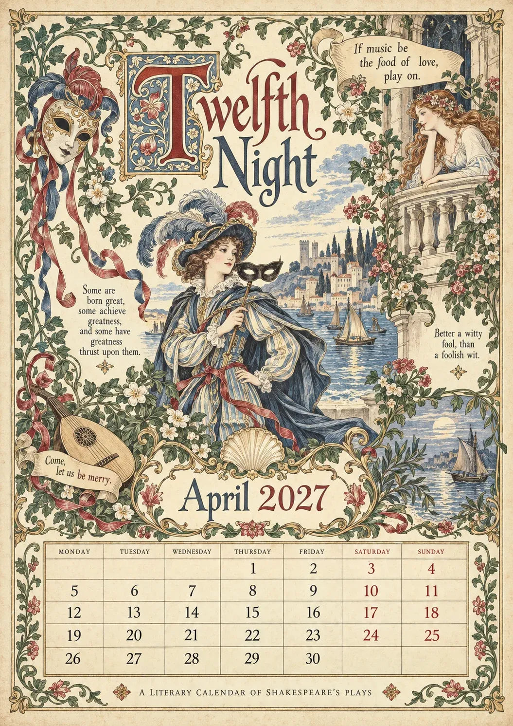 Vintage Illustrated Wall Calendar优化加上打5折 🔥 50% OFF 🎨 A Shakespearean Year 2027 – 12 Plays Through the Seasons | Vintage Illustrated Wall Calendar 📅