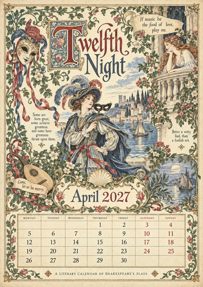 Vintage Illustrated Wall Calendar优化加上打5折 🔥 50% OFF 🎨 A Shakespearean Year 2027 – 12 Plays Through the Seasons | Vintage Illustrated Wall Calendar 📅