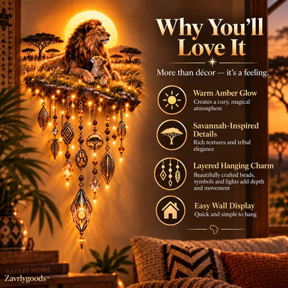 🦁 A Father’s Pride — Lighted Lion & Cub Wall Art