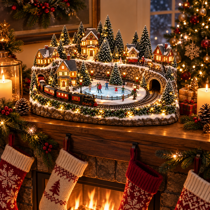 🔥 LAST DAY 50% OFF 🔥 Animated Holiday Train & Ice Rink Scene ✨
