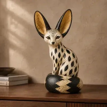 🦊Vintage-Style Fennec Fox Sculpture – Charming Home Decor & Gift for Animal Lovers✨