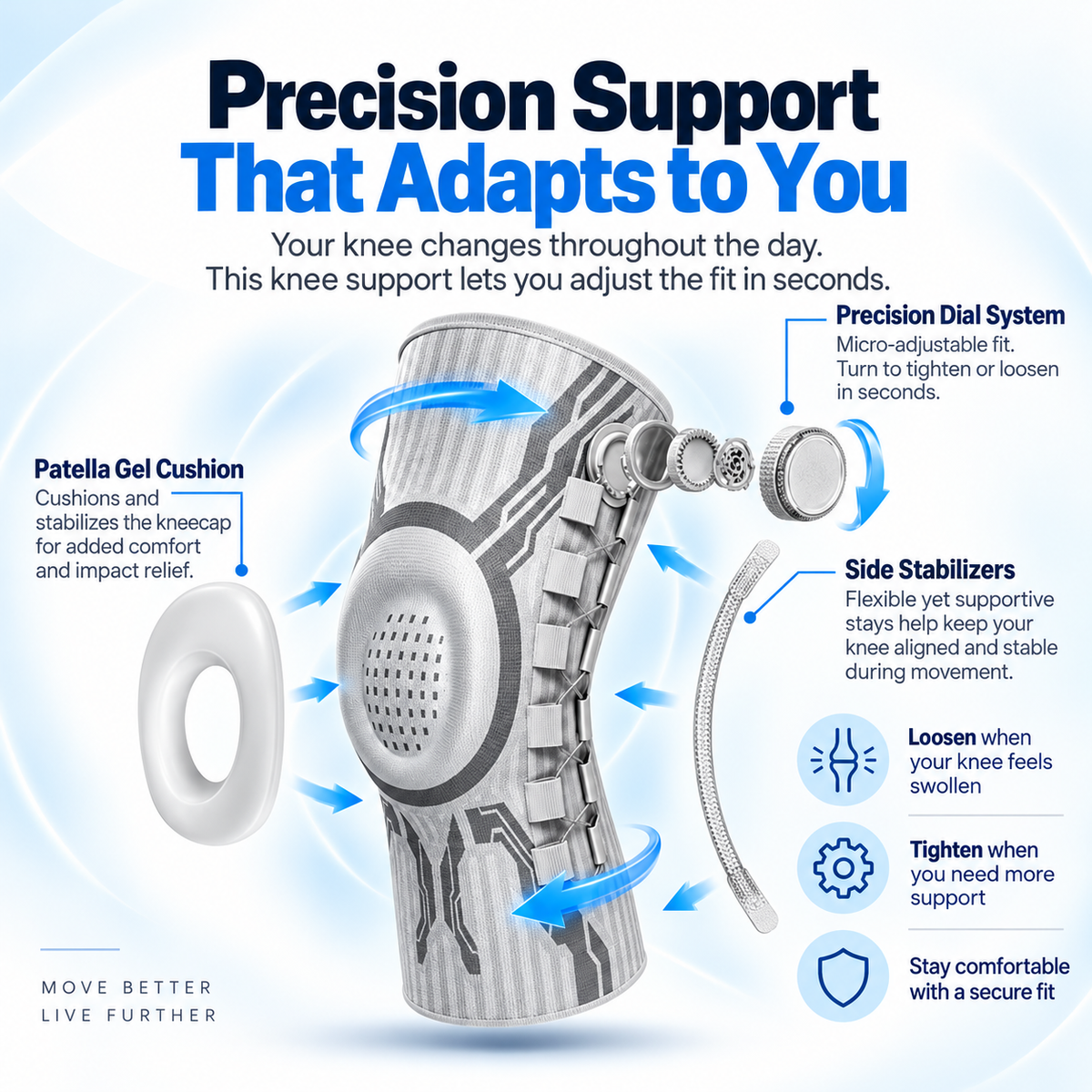 🦵 Adjustable Knee Support Brace – Customizable Fit for Everyday Comfort ✨
