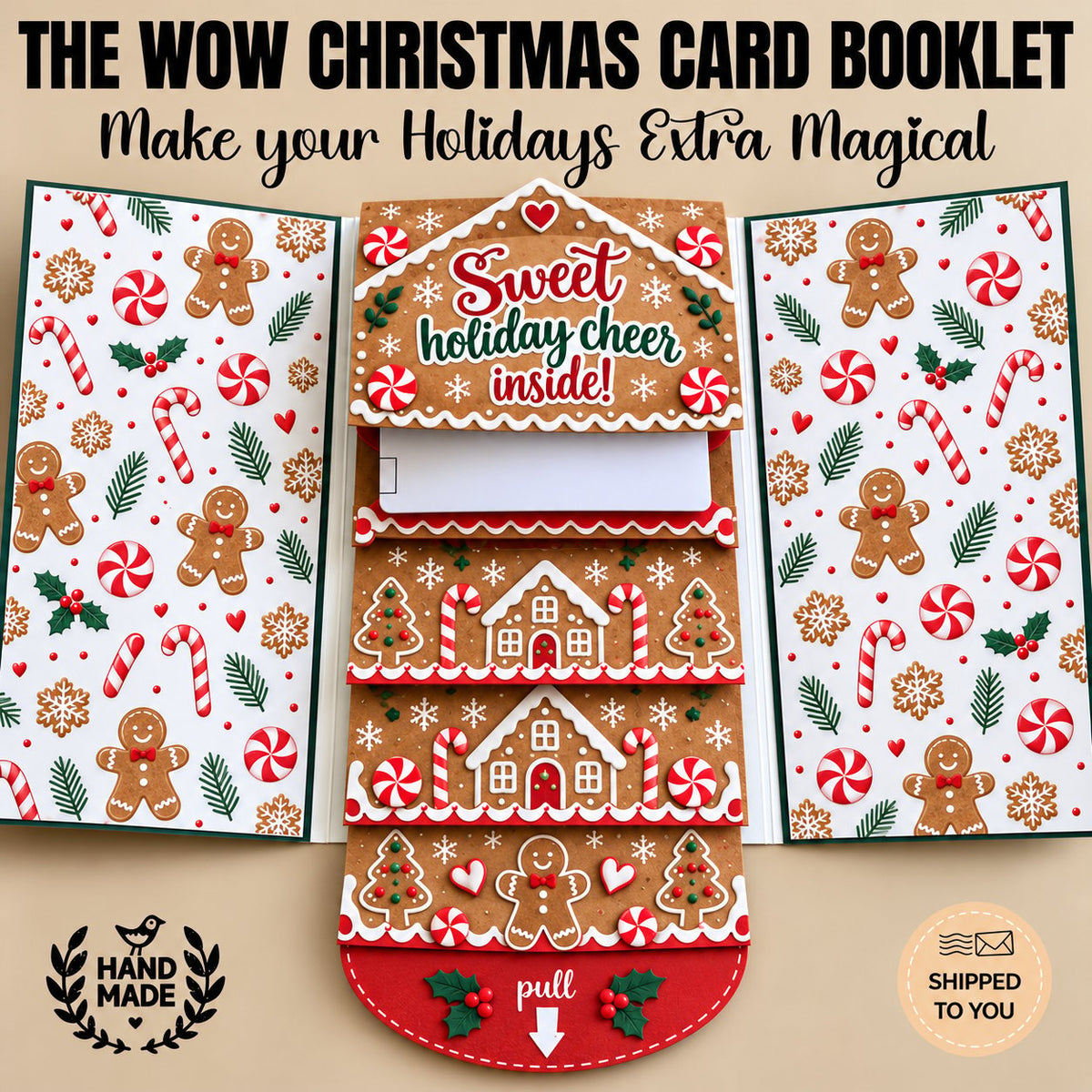 🎄 50% OFF – 4PCS Waterfall Christmas Gift Card Booklet | Fun Pull-Out Surprise 🎁✨